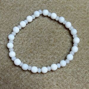 White Beaded Bracelet- Handmade